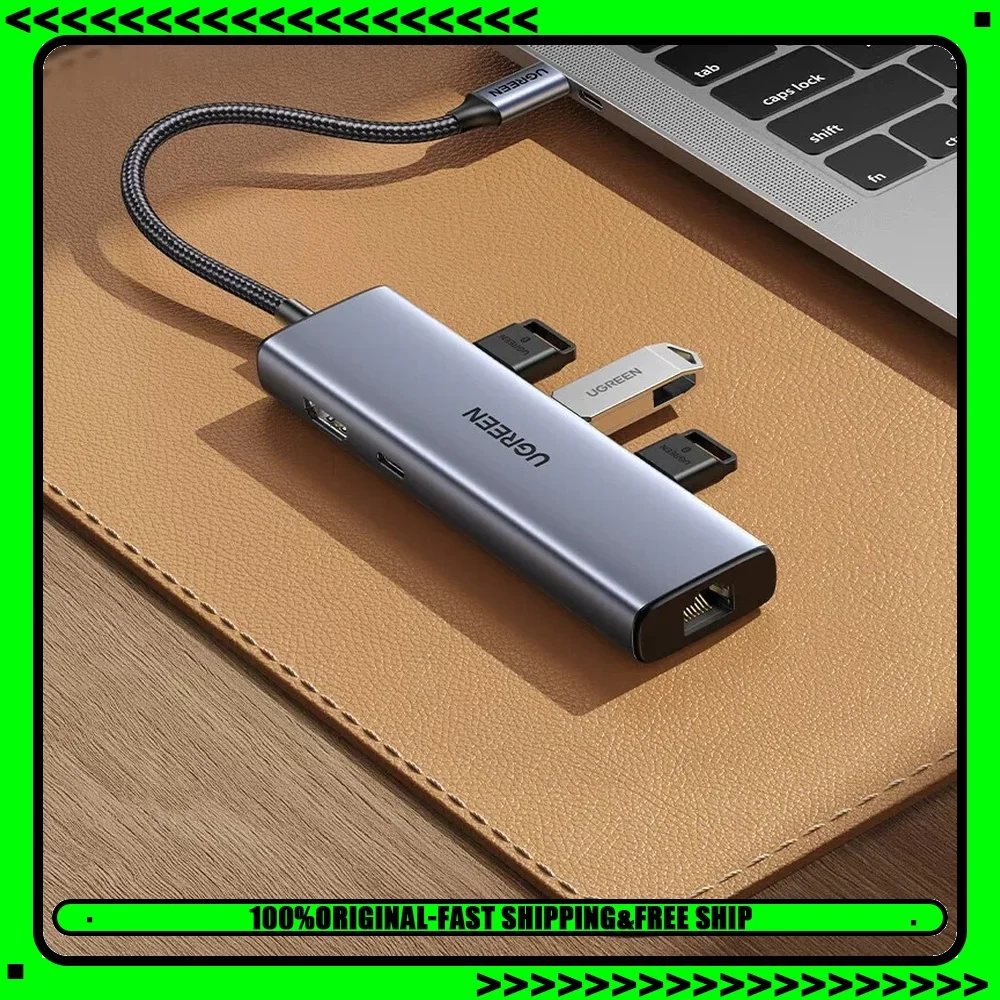 UGREEN 15598 Revodok 6 in 1 USB C Hub 4K HDMI Gigabit Ethernet 100W PD 3 USB 3.0 Adapter for MacBook Laptop