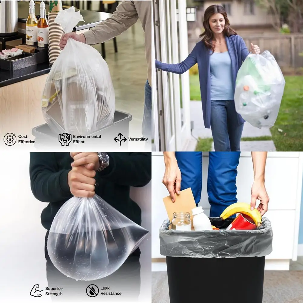 

Прозрачные мешки для мусора 7-10 галлонов, упаковка 2000 штук, подходят для коммерческих кухонь и офисов, универсальные вкладыши для мусорных баков