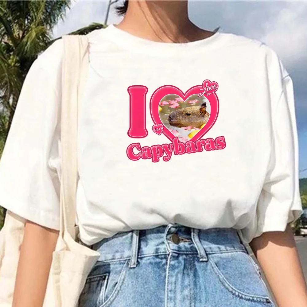 Capybara t-shirts women summer harajuku Tee female comic graphic harajuku clothing