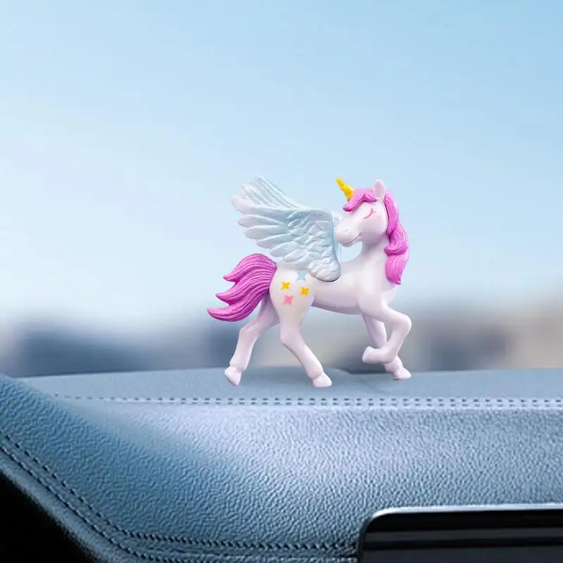 Horse Figure Cake Topper Cartoon Horse Birthday Cake Decorations With Wings Single-Horned Animal Statue For Car Ornament