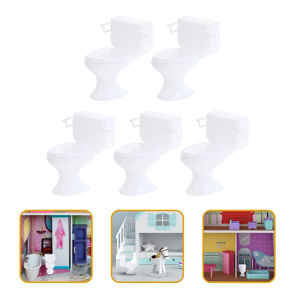 5 Pcs Toilet Miniature Dolls Accessory Bathroom Model Plaything Toys House Adornment Furniture Paper Cup