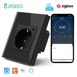 BSEED ZigBee Energy Monitor Wall Sockets Single Smart Meter Socket Google Smart Life App Alexa Voice Control ZigBee Sockets EU