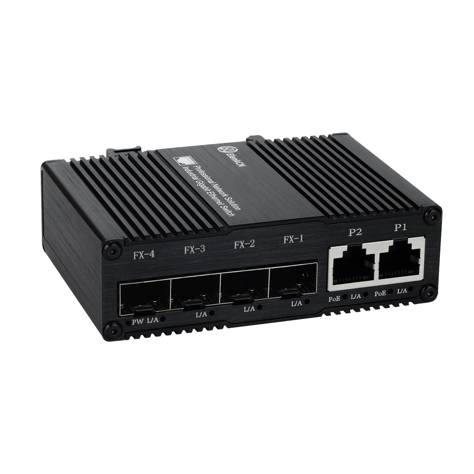 Industrial Grade 4-Port Fiber & 2-Port Ethernet Switch Gigabit Network Plug and Play Metal Enclosure Network Solution