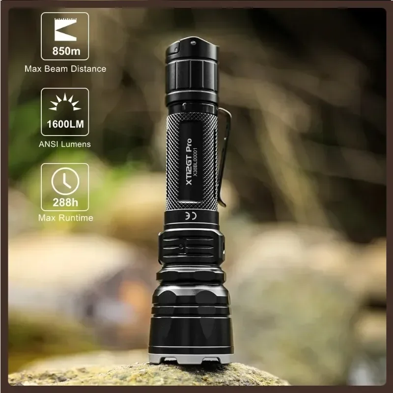 

KLARUS XT12GT PRO Rechargeable Tactical Flashlight Luminus SFT40 1600LM Camping Lantern By 18650 Battery For Self Defense