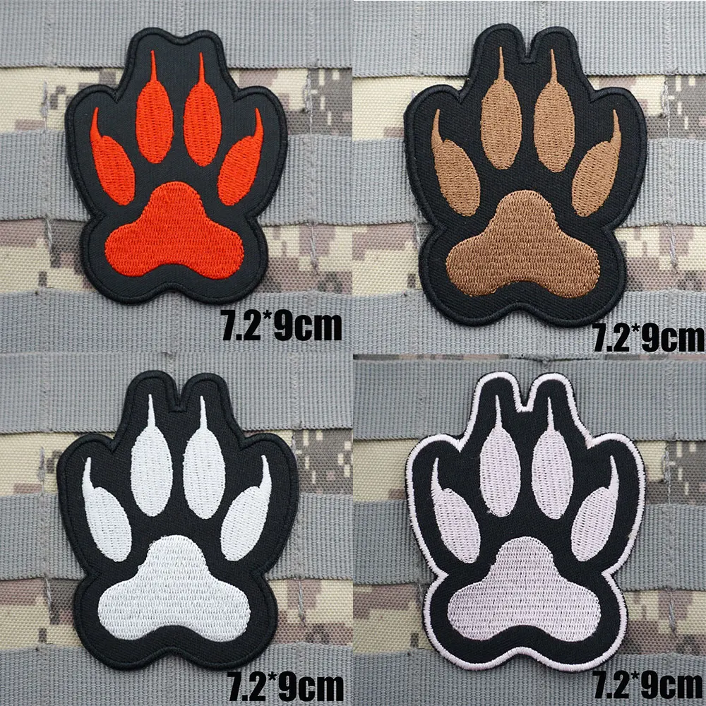 Dog Paw Military Tactical Embroidered Patches Armband Backpack Badge with Hook Backing for Clothing