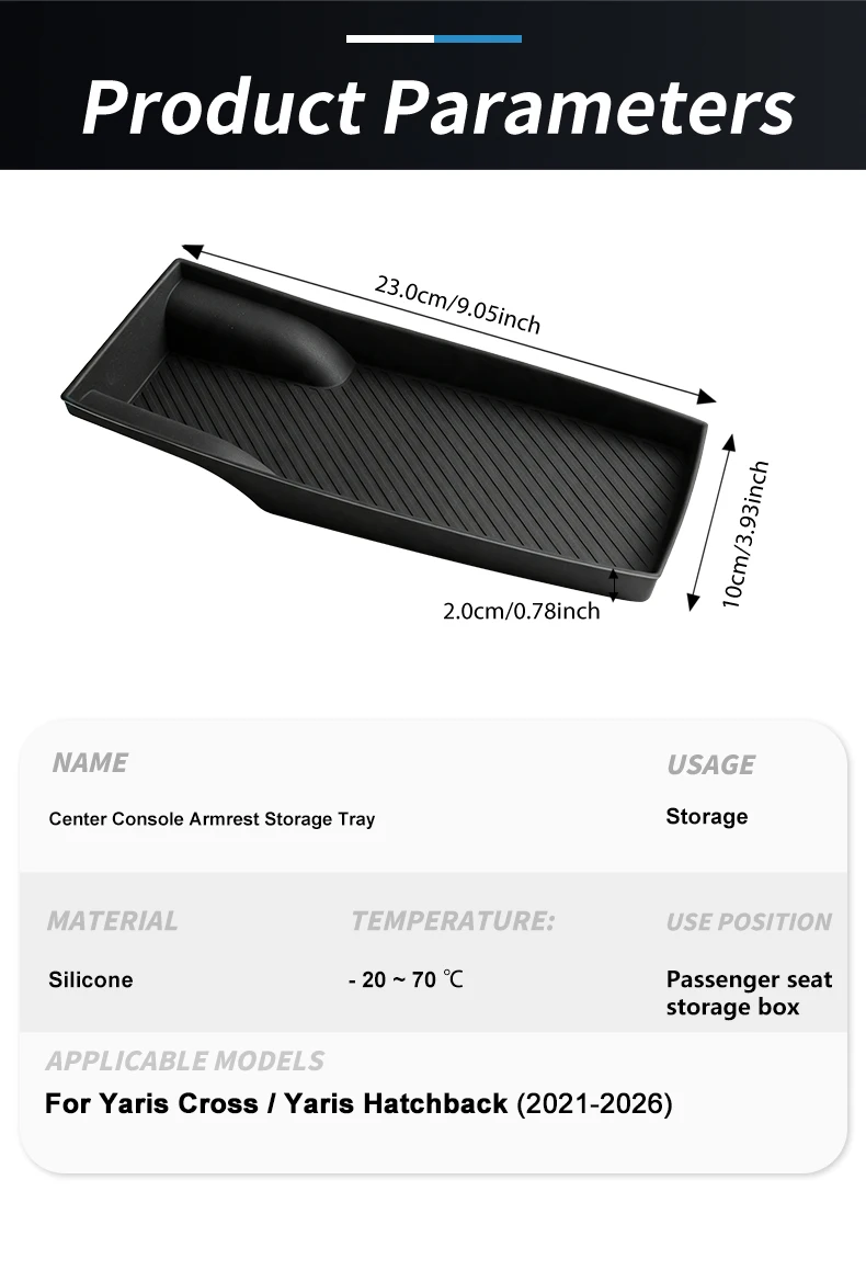 Für Toyota Yaris & Yaris Cross 2021-2026 Auto-Armlehnen-Konsolenablage Kratzfest Verschleißfest Silikon-Dekor-Zubehör – Detail 8