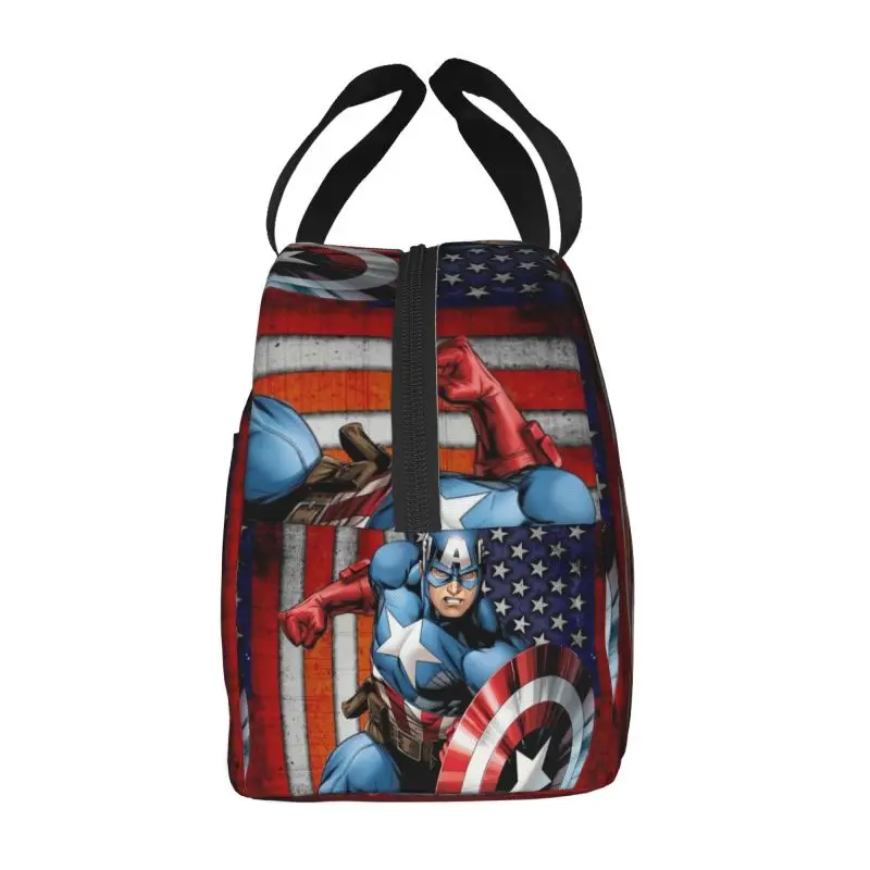 Captain America Lunch Bag Women Reusable Cooler Thermal Insulated Lunch Box for School Storage Food Bento Box