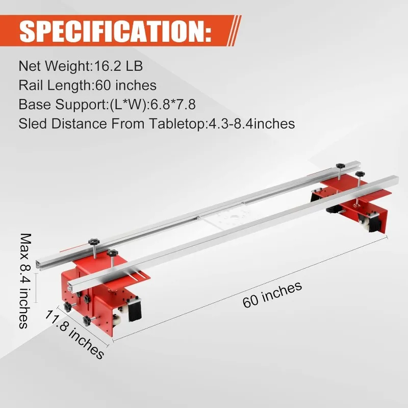 Router Sled, Portable and Easy to Adjust Slab Flattening Jig,60 inches Router Sled for Flattening Slabs,Trimming Planing Machine