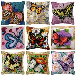 Butterfly Cushion Smyrna Button Package Latch Hook Throw Pillow Embroidery Pillow Foamiran For Needlework Pillow Embroidered Set