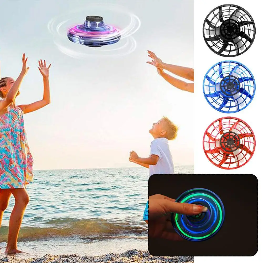 Flying Spinner UFO Boomerang Mini Drone luz Led mágica niños adultos Fidget juguetes regalo de cumpleaños de Navidad niño