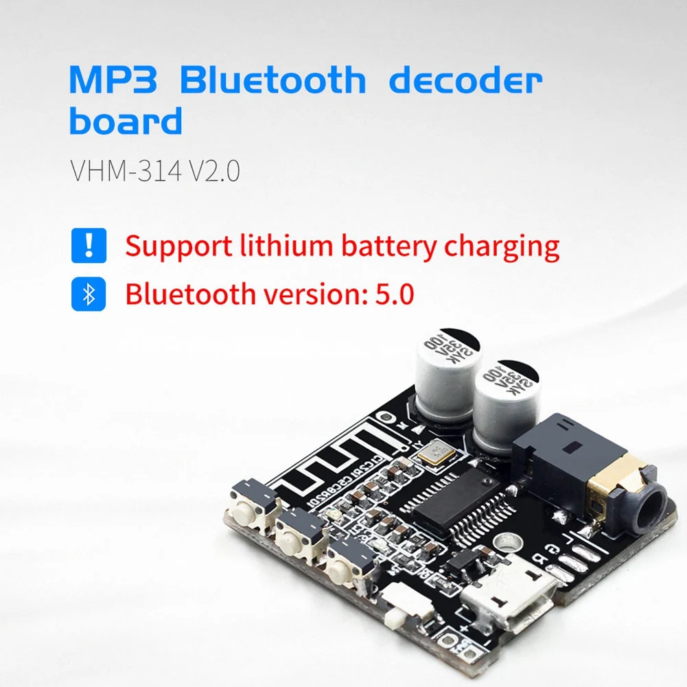 Placa de recepción y decodificación de Audio VHM-314 V.20 MP3, Bluetooth 5,0, módulo amplificador de Audio estéreo inalámbrico para coche, 3,7-5V