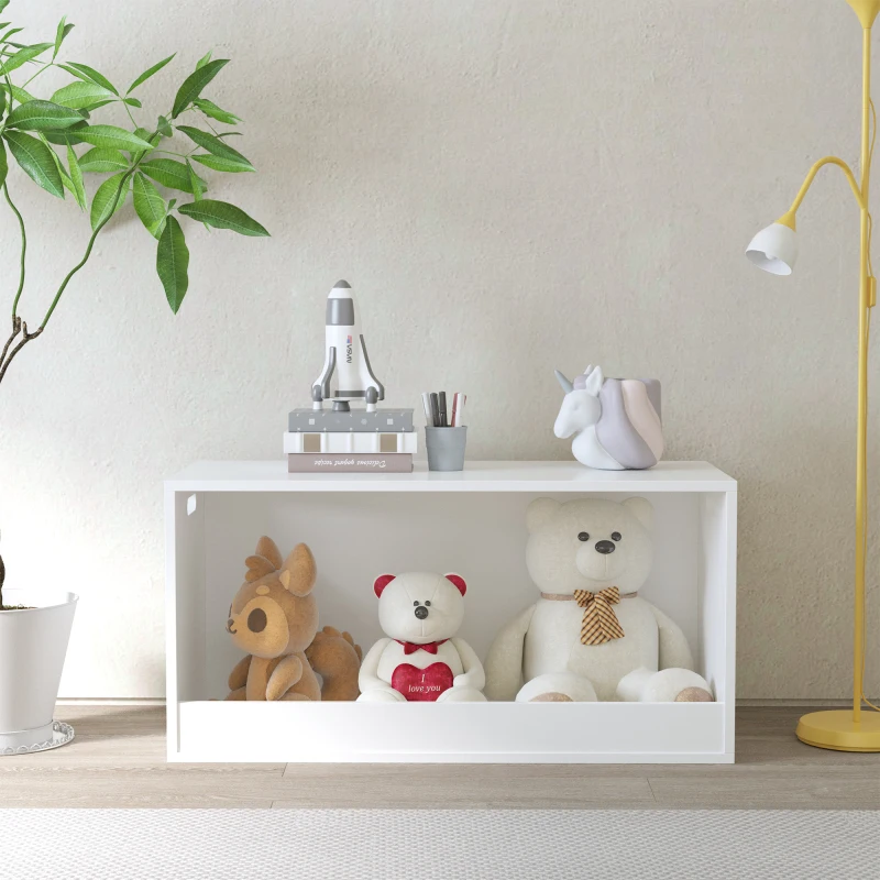 

Open Toy Storage Box Kids White Wooden Organizer Bin For Plush Toys Books Nursery Playroom Use Large Storage Space Open Design