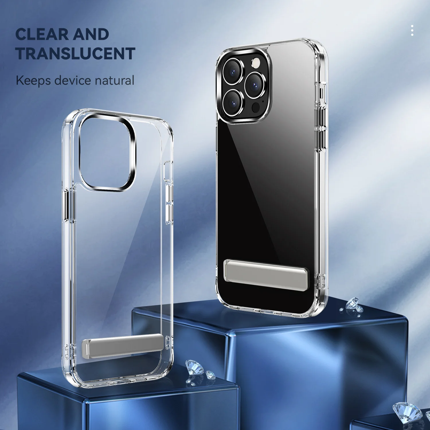 Funda de teléfono transparente con soporte de pata de cabra para iPhone 15 14 13 12 11 Pro Max Mini Plus, funda trasera de teléfono a prueba de golpes