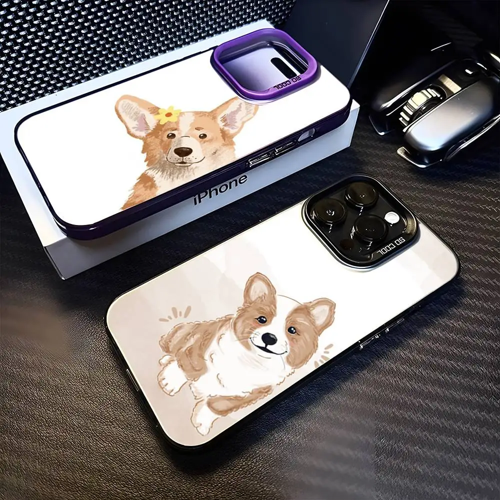 

Чехол для телефона Corgi для iPhone 17,16,15,14,13,12,11 Plus, Pro Max, фиолетовый матовый противоударный чехол