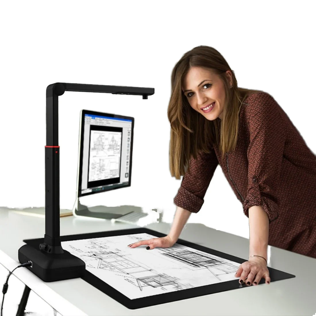 

A2 Large Format 21MP HD Book Scanner USB Interface LED Light Source Industrial Use Document Scanner for Windows OS System