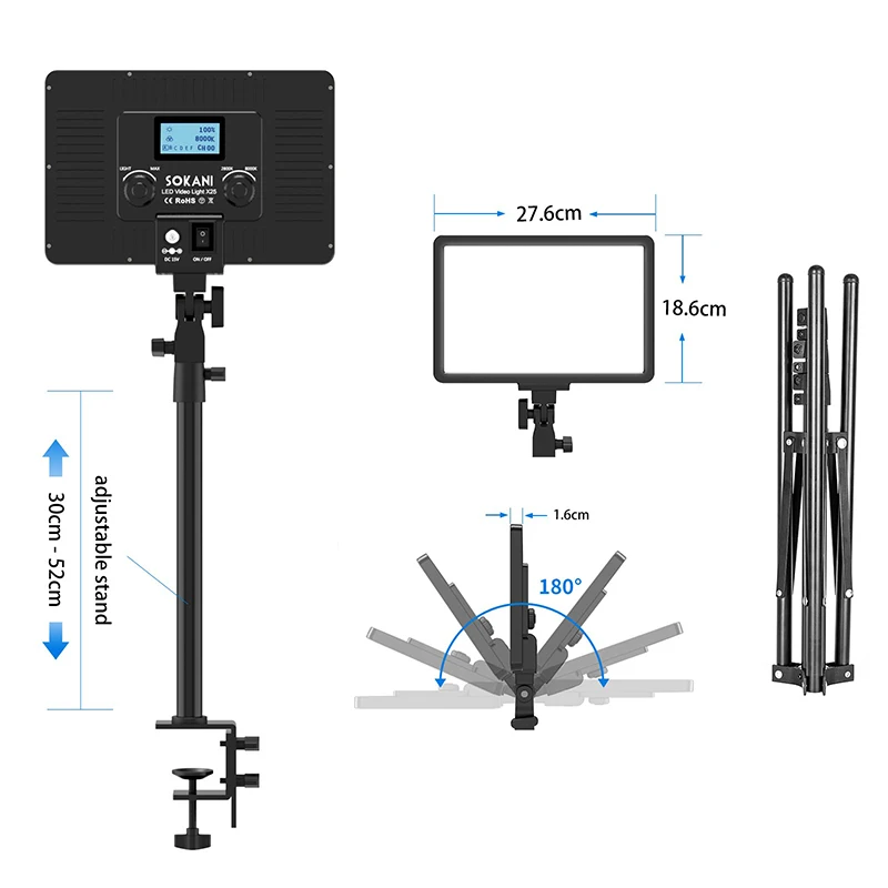 Sokani P25 LED Fill Light Professional Studio Panel Video Light For Photos Record Videos Video Calls Zoom Meetings Lamp