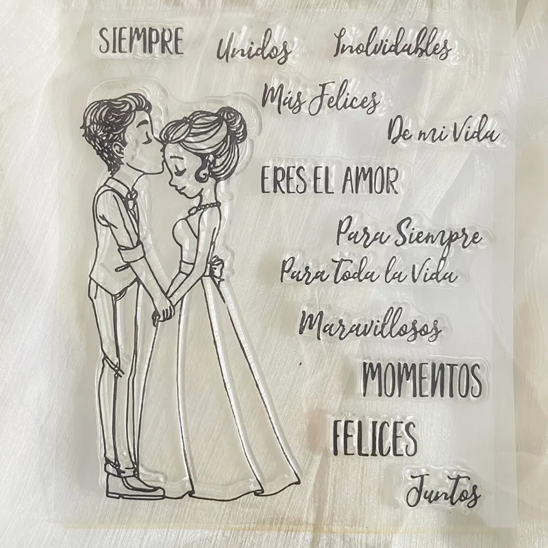 spanish word lover  bride  groom  Clear Stamp Transparent Silicone Stamp Seal Sheet For Scrapbooking Photo Album Decoration