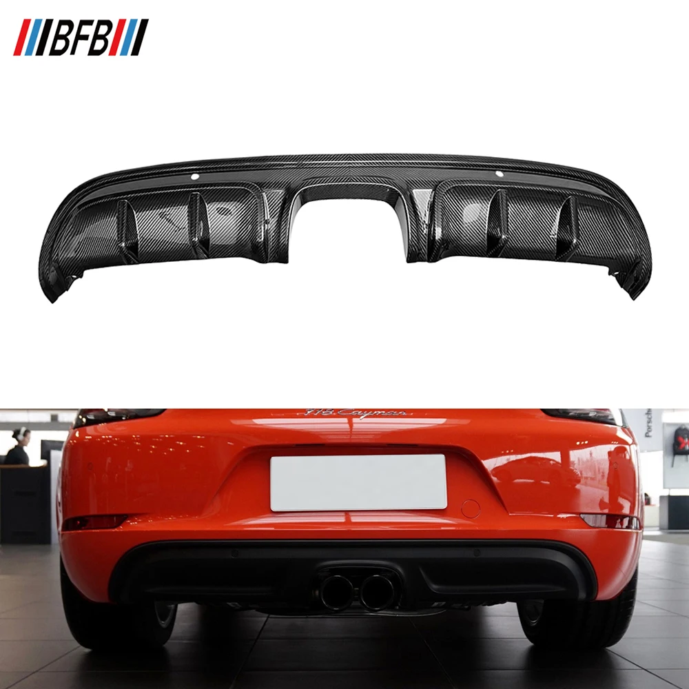 Carbon Fiber Rear Bumper Lip For Porsche 718 Carbon Diffuser Add On Style 2016+