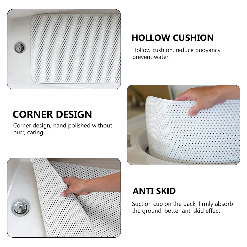 

Bathroom Floor Mat Anti-slip PVC Shower Tub Pad Bathtub White Baby Safe Suction Cups Drain Holes Gift Bathing Tub Mat