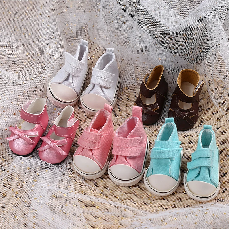 Reborn Doll Shoes 5CM Cute Leather & Canvas Shoes Dolls Accessories 35cm Real doll fashion Casual Miniature Shoes For Toys Gifts