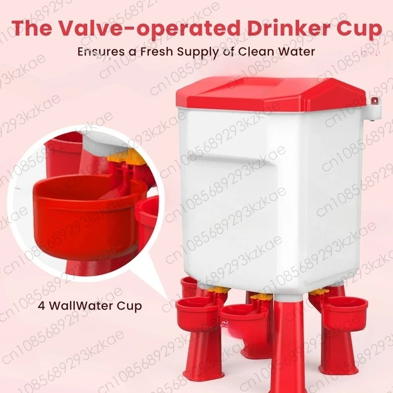 Hanging Chicken Waterer Plastic Chicken Water Poultry Drinker Detachable Legs for Chicken Turkey Goose Duck Pigeon 7L