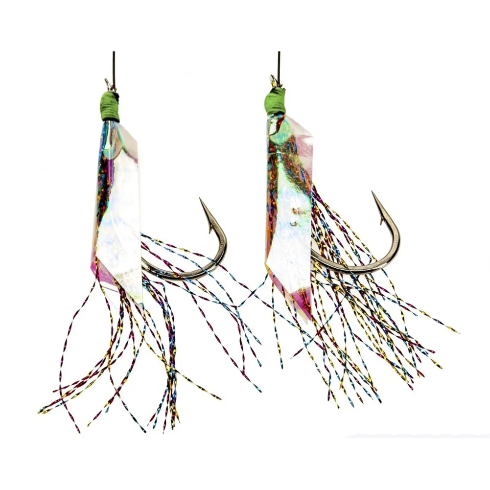 Saltwater Marine Fishing Lure Made with Fluorescent Artificial Fish Skin and Single No.10 Carbon Steel Hook for Seabass