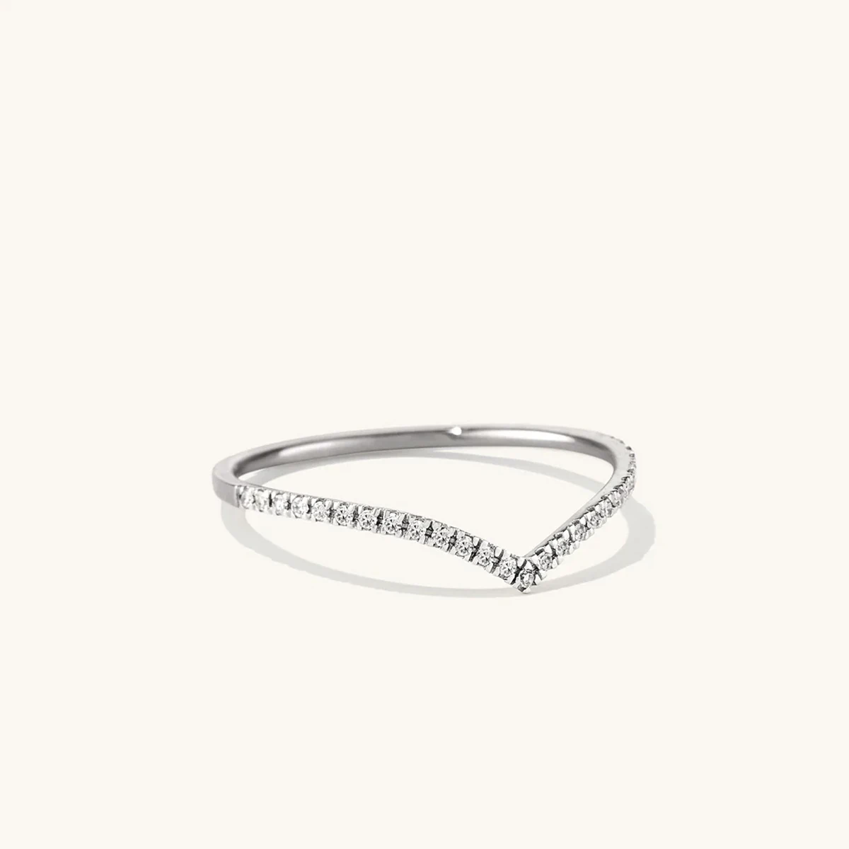 V Shape Stackable Diamond Ring Double-layer Pave Chevron Shape Lab Grown Diamond Party Rings For Women Unique Jewelry