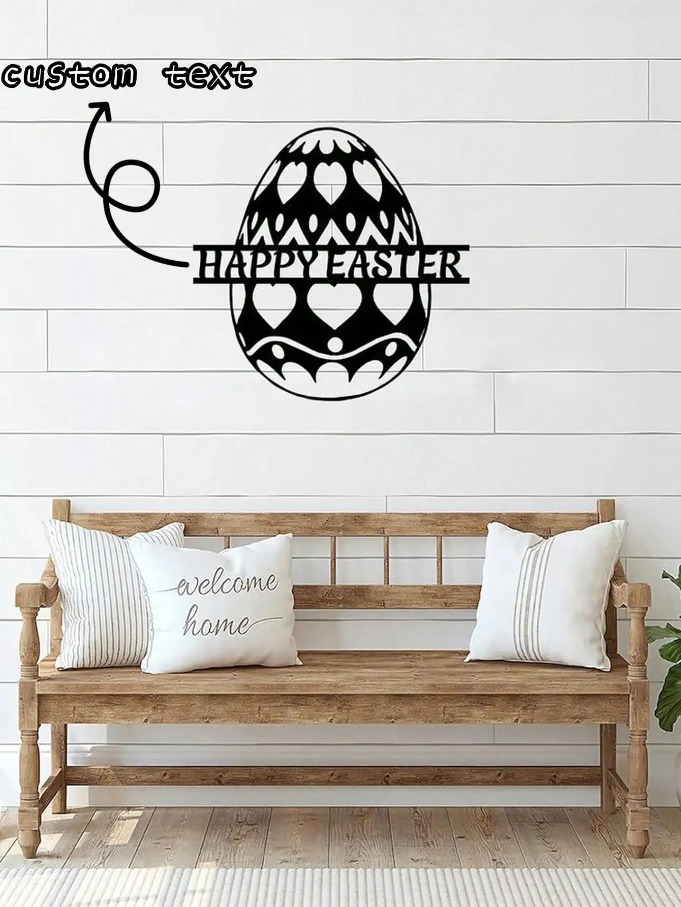 

Custom Easter Bunny Egg Metal Sign Rustic Wall Art Decor Unique Steel Plaque Gift for Home Kitchen Birthday