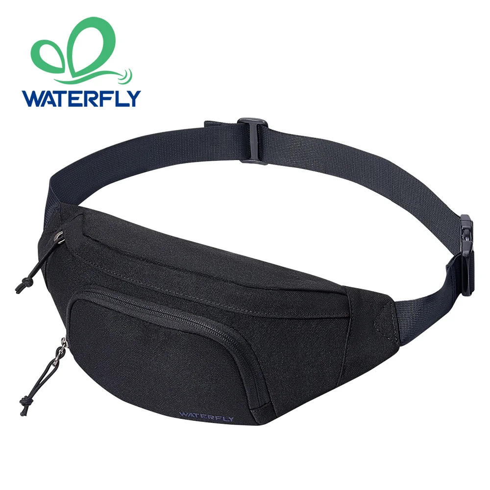 

WATERFLY Crossbody Fanny Pack Slim Waist Bag Sports Hip Pouch for Woman Man Fashionable Travel Fannie Pack Runner Belt Bum Bag