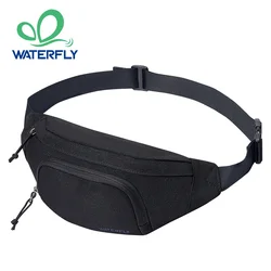 WATERFLY Crossbody Fanny Pack Slim Waist Bag Sports Hip Pouch for Woman Man Fashionable Travel Fannie Pack Runner Belt Bum Bag