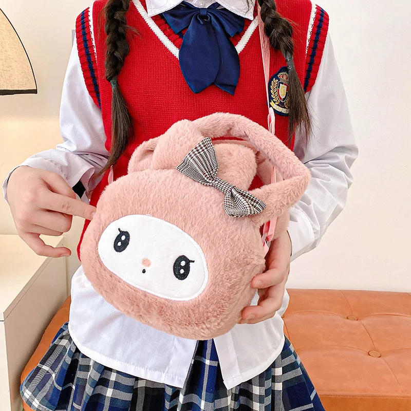 Kawaii Sanrio Plush Bag Lucifer Cat Shoulder Bag Kuromi My Melody Storage Bag Fashion Women's Bag Handbag for Girl Birthday Gift