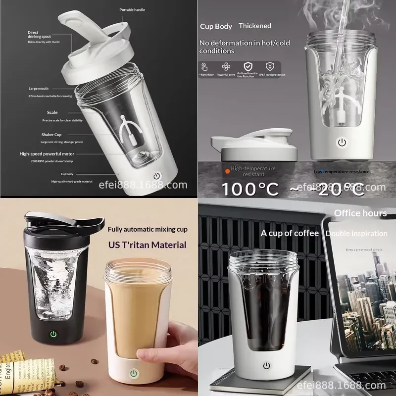 Electric Mixing Cup Fully Automatic Rechargeable Large Capacity Portable Fashion Fitness Shaker Bottle PP High Temperature