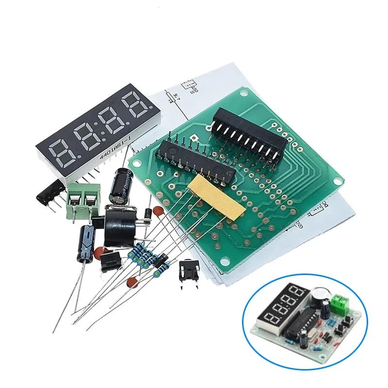 AT89C2051 Digital 4 Bits Electronic Clock Electronic Production Suite DIY Kit