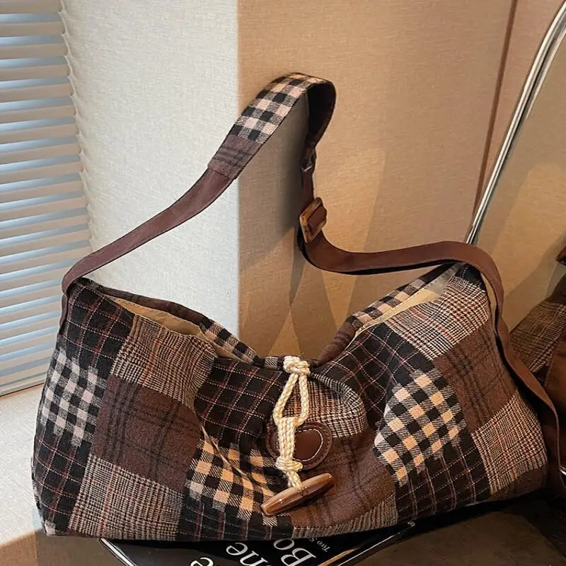 Women's Bag New Model Large Capacity Storage Bag Canvas Crossbody Fashion Autumn Collection Trend Commute Handheld Slanted Back