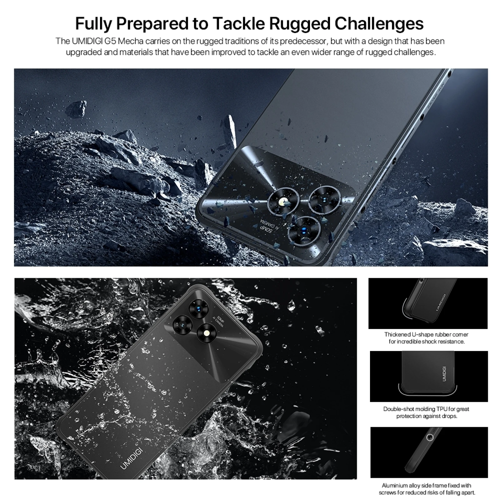UMIDIGI G5 Mecha 견고한 휴대폰, 50MP 카메라, 8GB + 128GB, 6000mAh, 6.6 인치, 안드로이드 13 Unisoc T606, 옥타 코어, 4G 스마트폰