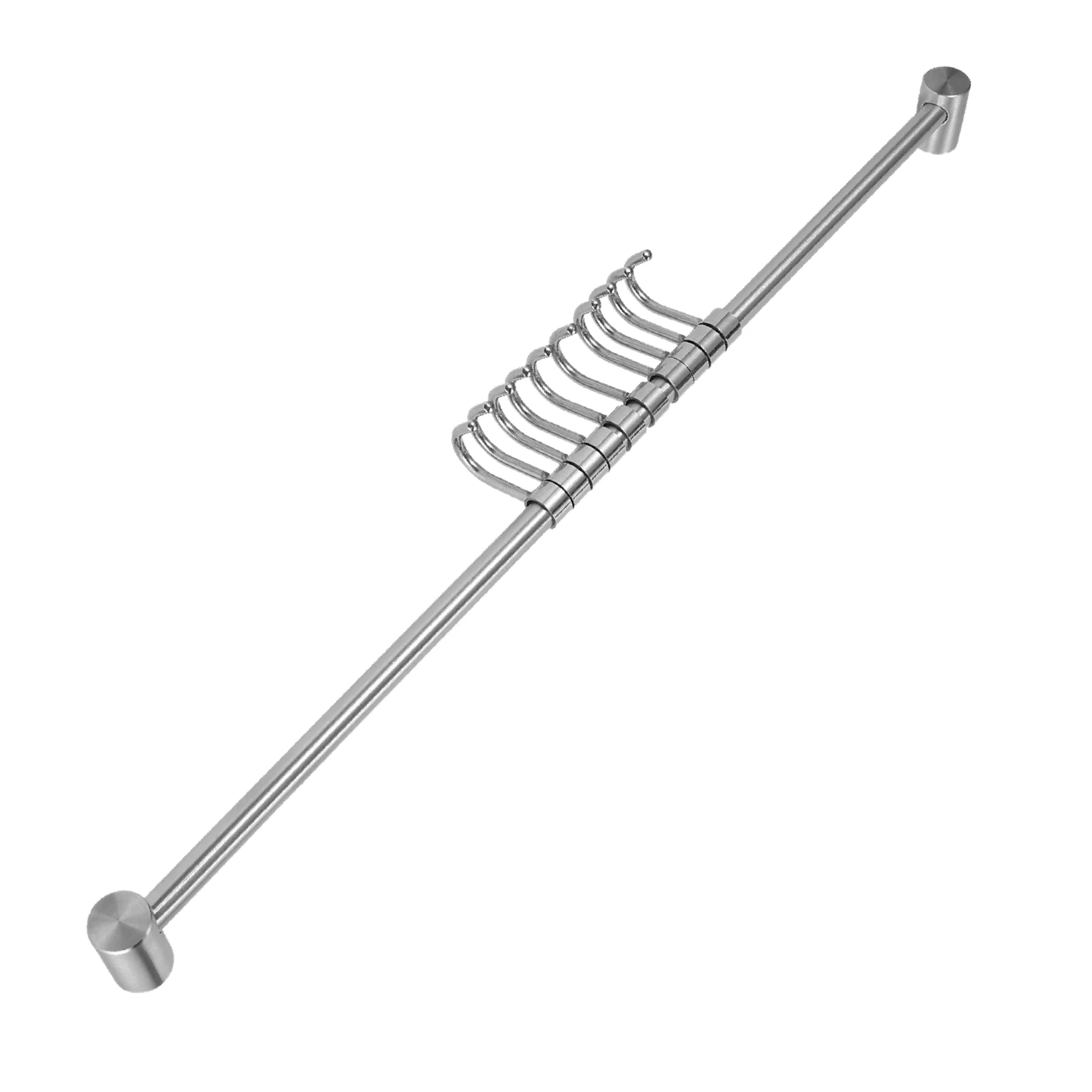 Y51A-4X Rak Rel Dapur Rak Gantung Perkakas Terpasang Di Dinding Kait Gantungan Baja Tahan Karat 10 Kait Geser