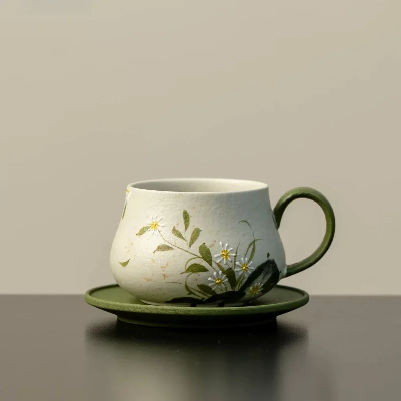 Good-looking Underglaze Color Craft Hand-painted Daisy/Purple Iris Mug Home Ceramic Office Drinking Cup Coffee Cup Dish Set