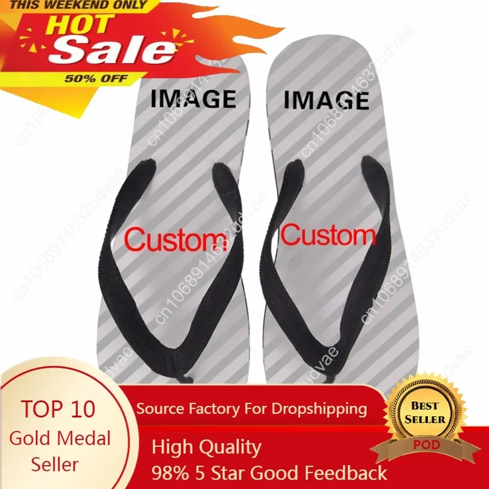 Men's Summer Rubber Flip Flops Customized Images / Drop Shipping / Wholesales Non-Slip Lightweight Durable Slippers