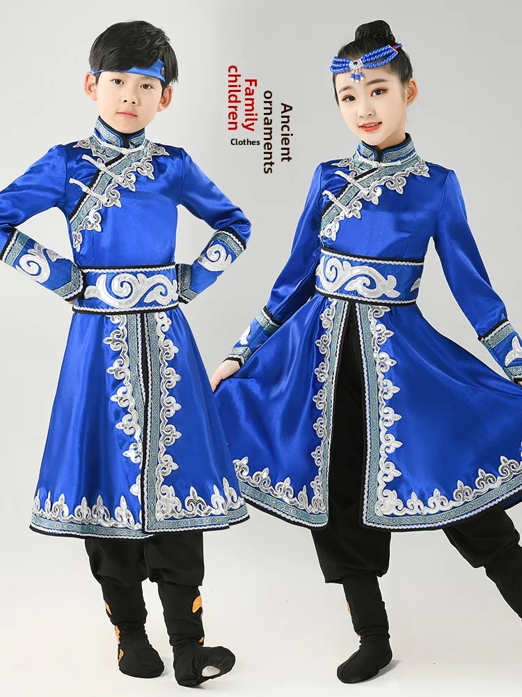 

Детский монгольский танцевальный костюм для девочек, этническая монгольская роба, одежда для танцев в стиле степных народов, танцевальный наряд