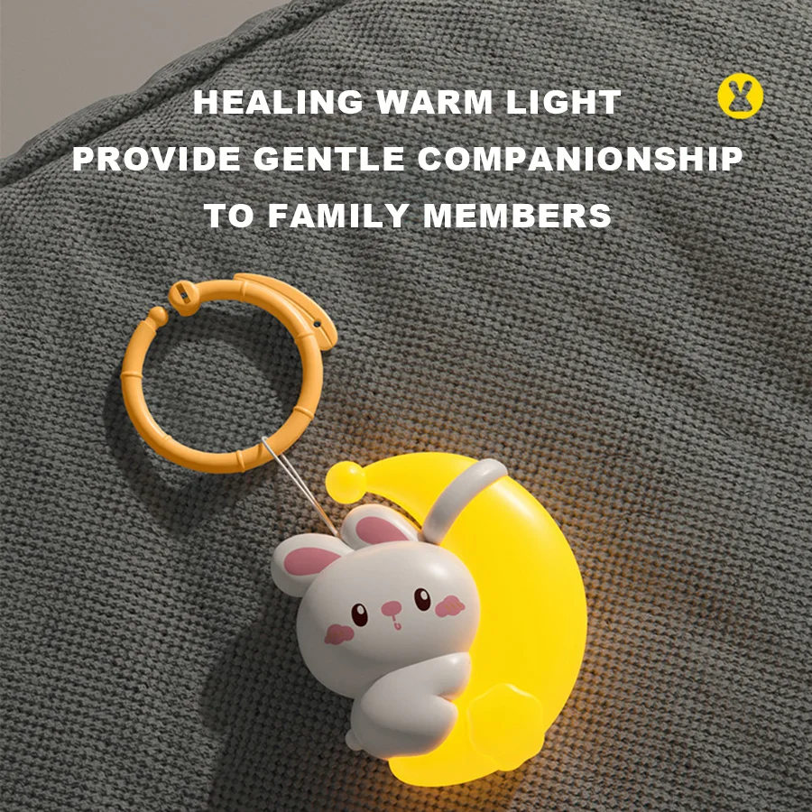 Colgante para bebé, luz nocturna de conejo y Luna, luz cálida para dormir para bebé, luz suave para dormir con niños, luz de ambiente