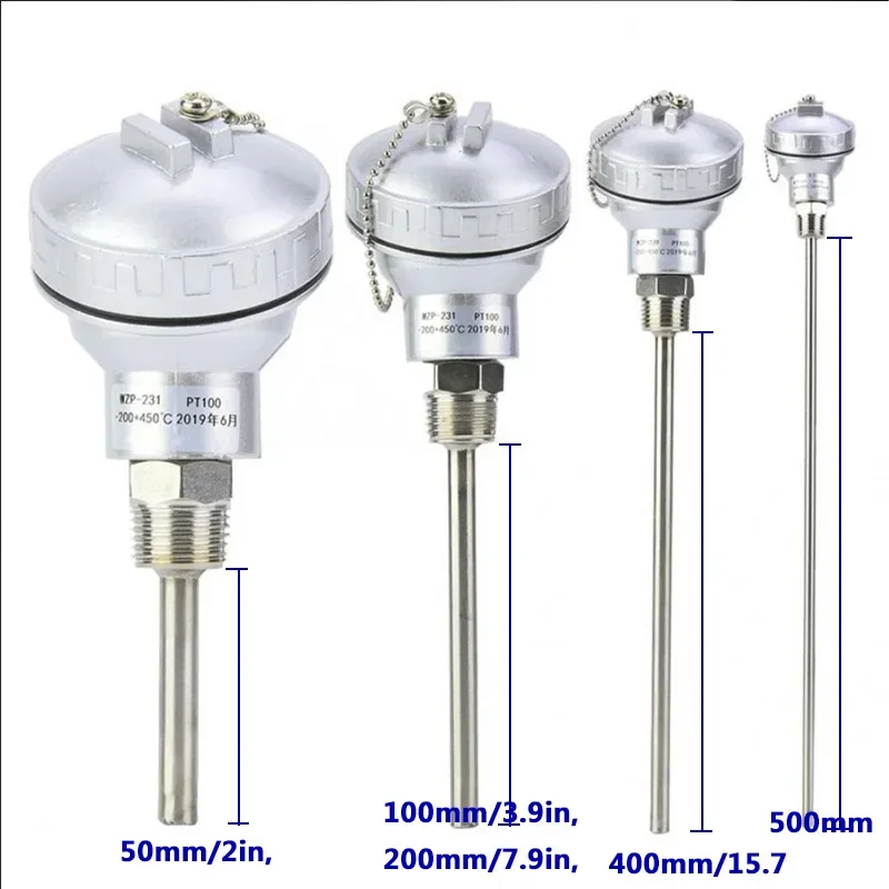 الفولاذ المقاوم للصدأ-200 ~ 420 مللي متر RTD PT100 مسبار استشعار درجة الحرارة 1/2 موضوع الحرارية محطة رئيس لمستشعر درجة الحرارة #5