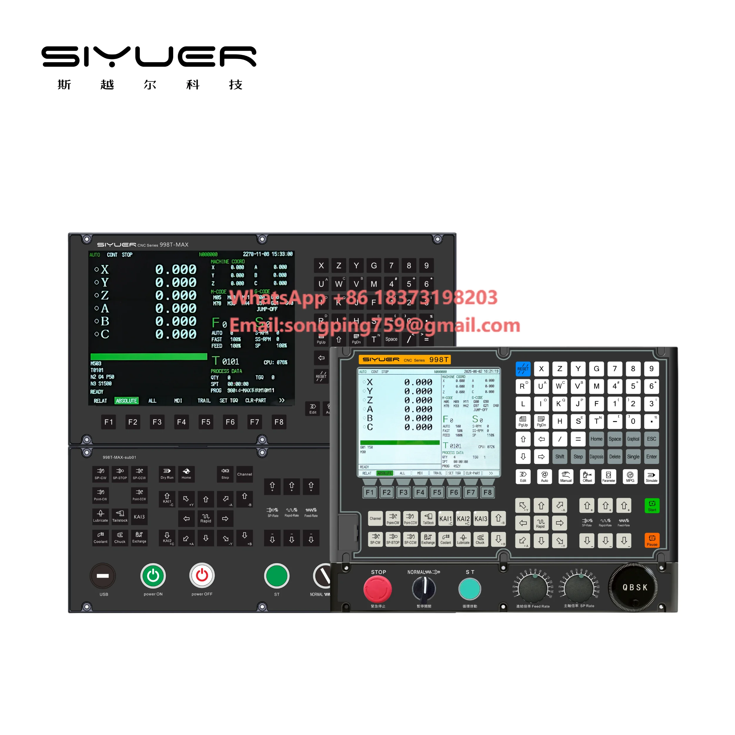 

Siyuer 998T 4 Axis CNC Lathe Controller Rotary Axis siem ens 808d Cnc Control Programmable CNC Software G-code Programming ATC