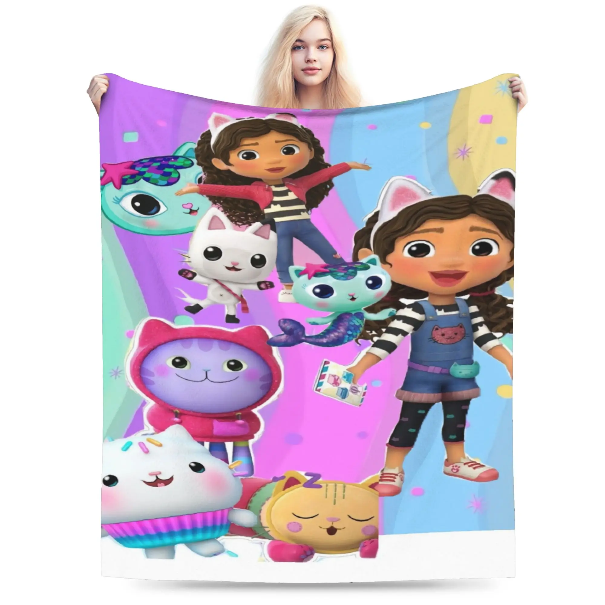 Gabbysed dollhouses Blanket Quality Warm Soft  Throw Blanket Spring Girls Boys Couch Chair Sofa Bed Novelty Bedspread