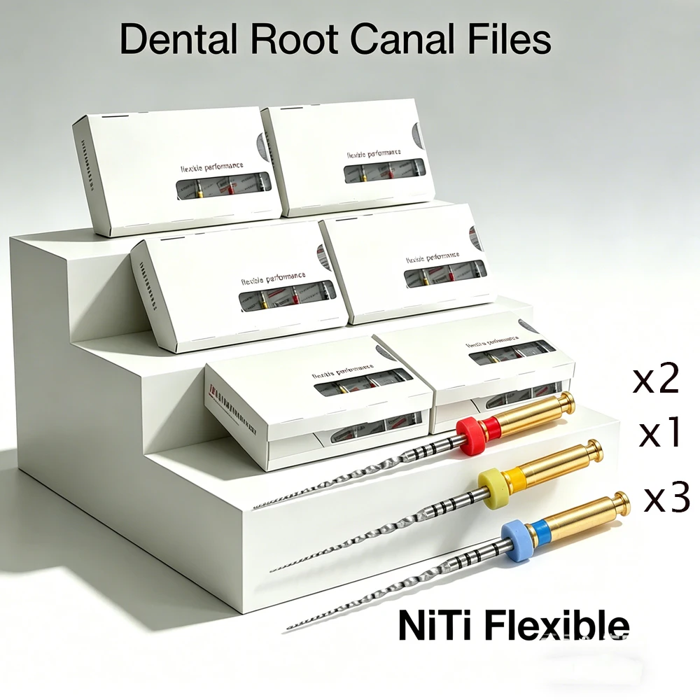 15 unidades/5 piezas Limas Dentales Next Taper NITI X1-X3 para Endodoncia, Limas Rotatorias para Uso con Motor, Limas Universales, Limas Endodónticas