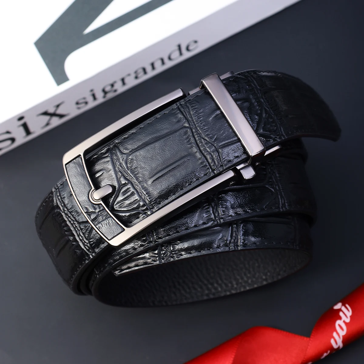 Men's fashion automatic buckle belt jeans casual pants perfect match suitable for formal and casual occasions