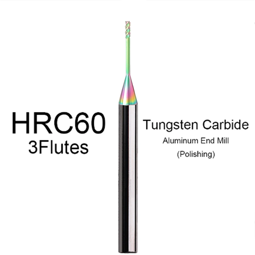 Hrc55 hrc60 2/3/4フルートタングステンカーバイドミルフライス盤カッターCNC routerbitsロングフルートベンダー1mm 1.5 2mm 2.5mm 3.0mm