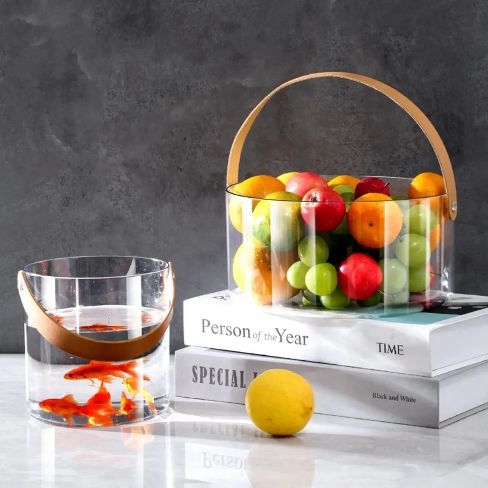Clear Ice Bucket Plastic Uncovered Fruit Storage Basket Portable Champagne Cooler Drinks Chiller Bin Wine Beer