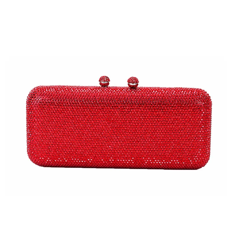 

Geometric Diamond Clutch - Fashion Square Party Bag with Dazzling Chain Accents Metallic Foil Party Clutch with Detachable Strap