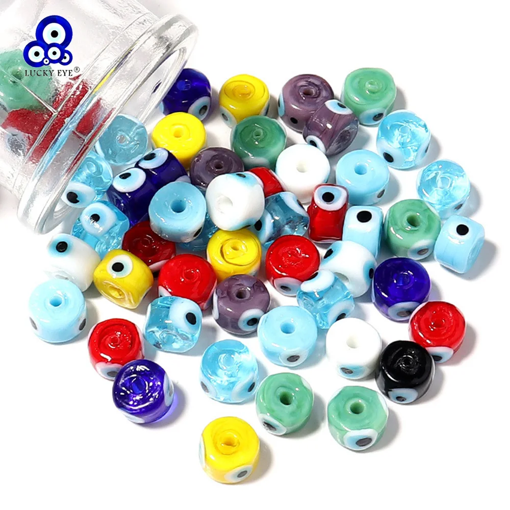Lucky Eye Glas lose Distanzperlen, gemischte Farben, türkische Evil Eye-Perlen für Schmuckherstellung, handgefertigte Halskette, Armband, Zubehör
