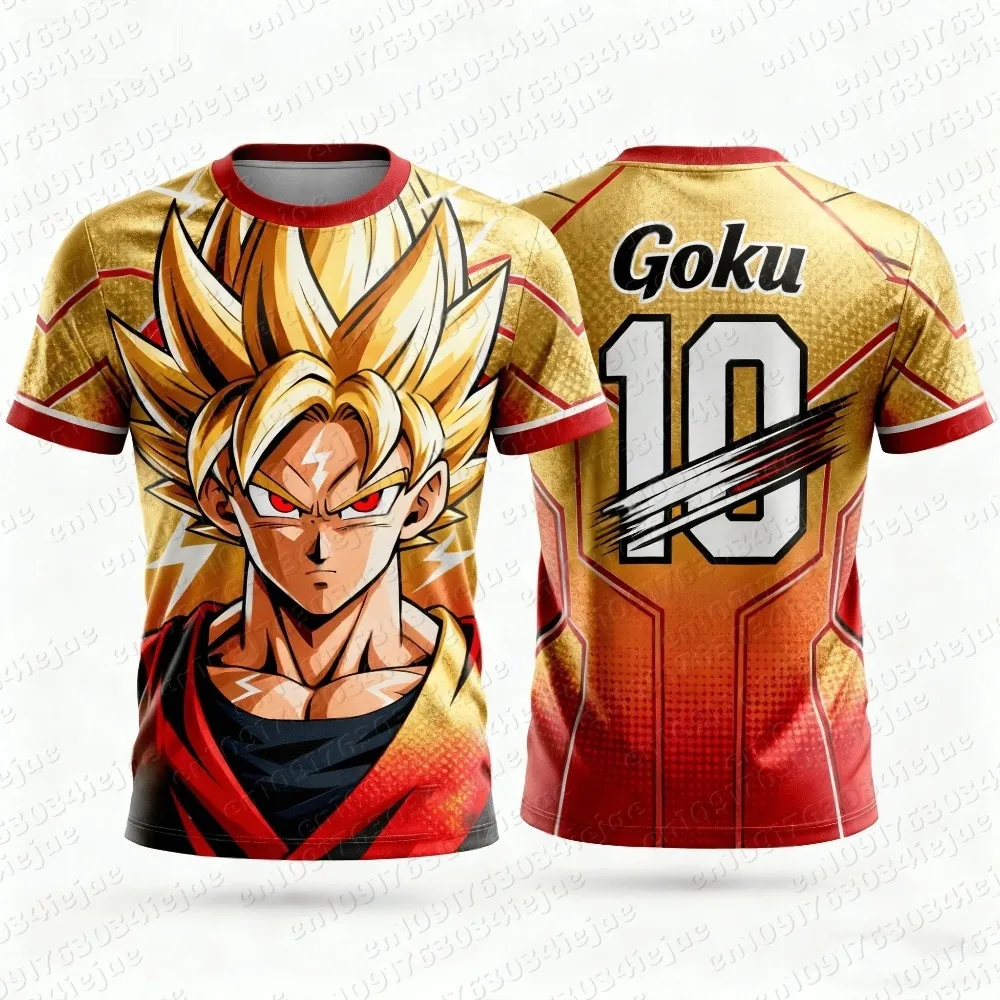 

2026 New Adult Men's Women Dragon Ball Goku 3D Printed Football Jersey T-shirt Kids Anime Tee Shirt Casual Fashion Short Sleeve
